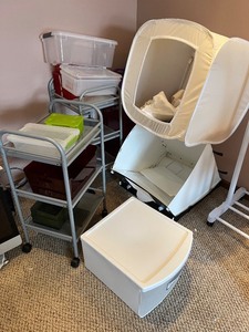 lot 322 image: Photo Studio Light Tents, Storage Carts, and Organizers Assortment