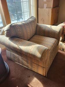 lot 95 image: Upholstered Armchair with Floral Stripe Pattern, 45x40x30 Inches