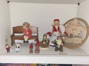 lot 122 image: Collection of Figurines Including Dolls, Viking, and Scandinavian Decor