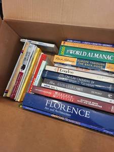 lot 144 image: Box of Assorted Books Including Almanacs, Self-Help, and Travel Guides