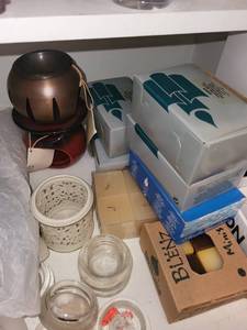 lot 149 image: Collection of Candle Holders, Taper Candles, Oil Diffusers, and Scented Items