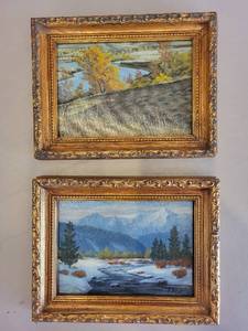 lot 170 image: Pair of Framed Landscape Oil Paintings Signed by AL Davis