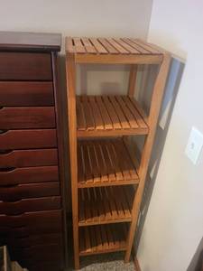 lot 331 image: 4-Tier Wooden Slatted Shelf Unit, 15x15x55 Inches