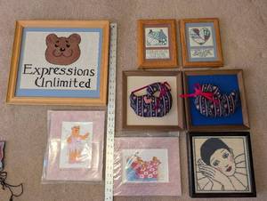 lot 72 image: Collection of Framed Cross Stitch and Fabric Art Pieces