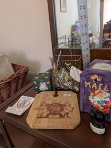 lot 75 image: Assorted Collectibles Including EPCOT Food & Wine Board, Department 56 Bunny, and Disney Mail Holder