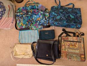 lot 87 image: Collection of 7 Assorted Handbags and Totes Including Vera Bradley and Liz Claiborne