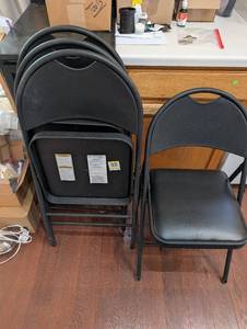 lot 237 image: Set of 4 Black Metal Folding Chairs with Padded Seats