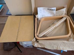 lot 240 image: IKEA Poang Armchair Frame and Ottoman Frame Set with Assembly Instructions