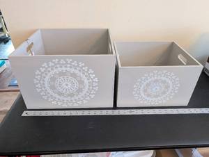 lot 246 image: Set of 2 Basketville Decorative Wooden Storage Bins with Handles
