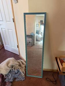 lot 352 image: Teal Full-Length Floor Mirror - Rectangular Frame