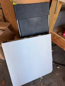 lot 462 image: White folding table with black folding chair