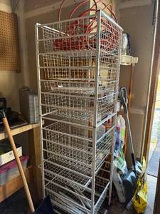 lot 464 image: Wire Basket Storage Rack - Tall Multi-Tier Metal Shelving Unit