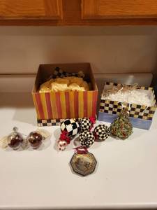 lot 203 image: MacKenzie-Childs Holiday Ornament Collection with Boxes