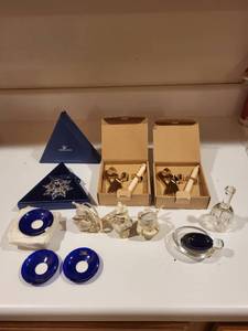 lot 213 image: Holiday Decor Collection with Swarovski Ornament, Skultuna Angels, and Figurines
