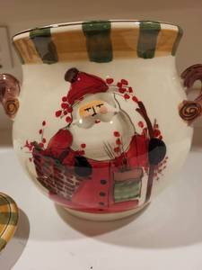lot 250 image: Vietri Old St. Nick Biscotti Jar Hand-Painted Ceramic with Lid