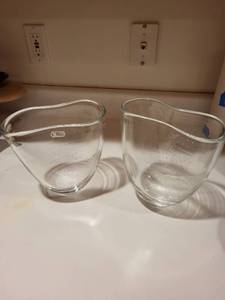 Pair of Kosta Boda Art Glass Vases with Bubble Pattern