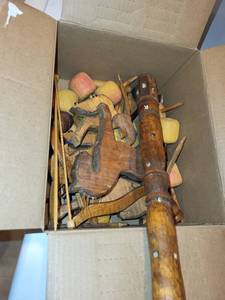 lot 280 image: Vintage Wooden Rocking Horse Parts and Hardware Lot