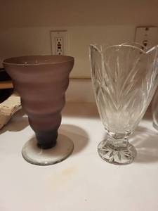 lot 285 image: Set of 2 Decorative Vases - Vintage Cut Glass and BodaNova Frosted Glass