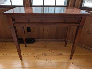 lot 112 image: Grange Console Table with Drawer - Solid Wood Vintage Side Table