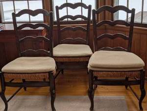 lot 113 image: Antique Ladder-Back Dining Chairs (Lot of 3)