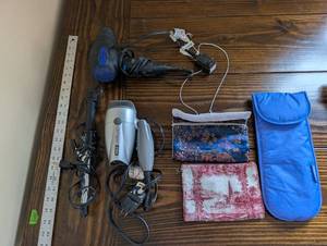 lot 151 image: Conair 1875 Hair Dryer with Attachments, Curling Iron, 2 Pouches & Baggallini Travel Case