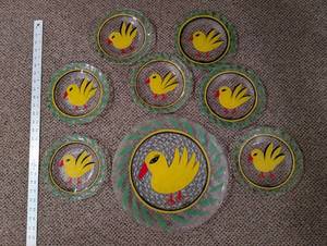 lot 335 image: Kosta Boda Duck Plates - Round Glass Plates (Lot of 9)