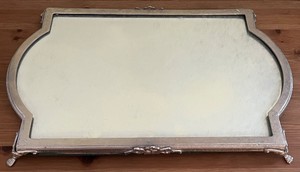 lot 19 image: Silver Plate Serving Tray with Ornate Floral Frame - 24-in Long