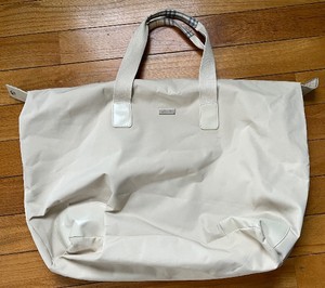 lot 23 image: Burberry London Beige Tote Bag - Signature Plaid Patch & Silver Logo Plate