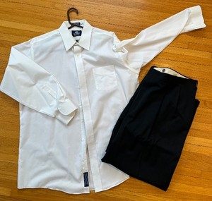 lot 51 image: Stafford Wrinkle-Free White Dress Shirt 1735 With Navy Dress Pants