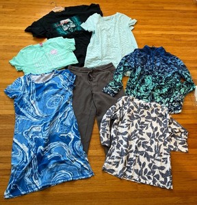 lot 52 image: Talbots & Chicos Womens Tops Lot (Lot of 9) - Aloha Hawaii Tees & Leaf-Print Tops