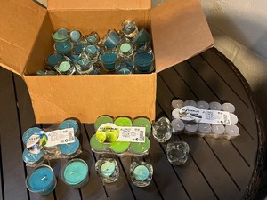 lot 94 image: IKEA SINNLIG Tealight Candles - TealAqua Glass Cups, 12-Pack & 30-Pack (Assorted)