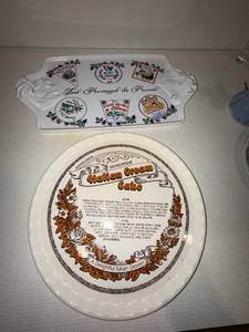lot 465 image: Decorative Ceramic Tray Les Fromages de France & Italian Cream Cake Plate - 2-Piece Set