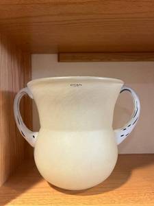 lot 337 image: Kosta Boda Frosted Glass Pitcher - Dual Handles, Sweden, 9-10 in Tall