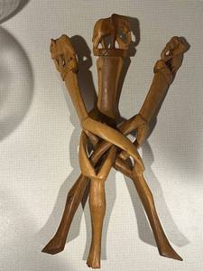 lot 346 image: Wooden Sculpture - Three Intertwined Arms Knot, 11 in Tall