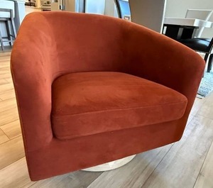 Modern Swivel Barrel Club Chair Rust Orange Upholstered Very Good
