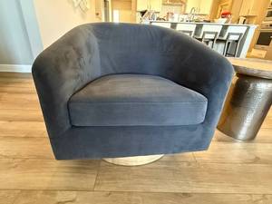 Modern Barrel Swivel Accent Chair Dark Bluish Gray 30in Wide Good