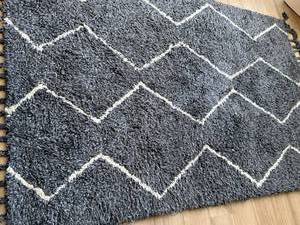West Elm Souk Wool Rug 5x8 Gray Ivory Geometric Handmade Good