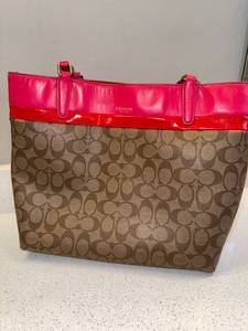 Coach Signature Tote Bag Pink Red Trim Style A1480-29783