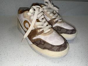 Coach CA023 Signature Jacquard Low Top Sneakers Womens 7B Good