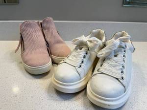 Steve Madden Womens Shoe Lot Size 7M White Platform & Pink Slip-On
