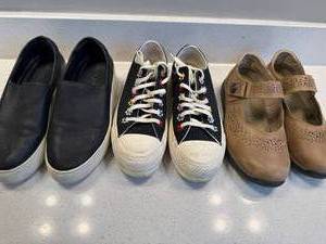 3 Pairs Womens Shoes Converse Sneakers Sectis Slip Ons Mixed Lot