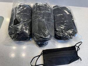 Unbranded Black Disposable Face Mask Lot Ear Loop Pleated Sealed Bags