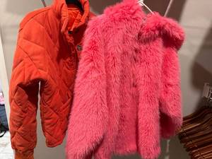 Free People Pink Faux Fur Hooded Jacket S  Orange Quilted Coat Lot