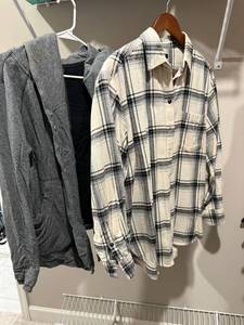 GAP Big Shirt Flannel Small Plus Gray Hooded Cardigan 2 Pc Lot