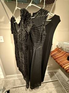 3 Black Dresses WHBM Sequin Cocktail H&M Maxi Bandage Midi Lot
