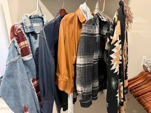 5 Pc Womens Jacket Lot GAP Tahari Faux Leather Plaid Cardigan