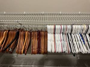 Mixed Lot Wooden & Plastic Clothes Hangers Adult Size Good Condition