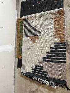 West Elm Colca Wool Rug Runner 2.5x9 Flax Geometric Fair Trade