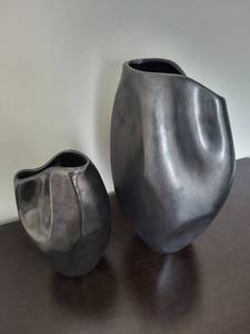 West Elm Sculptural Vases - Black Ceramic Set of 2
