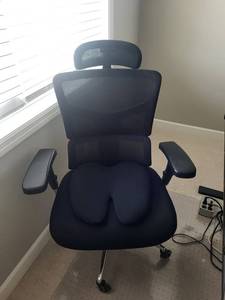 Ergonomic Mesh Office Chair with Headrest - Black, 5-Star Base